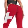 Adugen Origei Women's High Waist Switzerland Flag Print Tummy Control Yoga Capris L view 2
