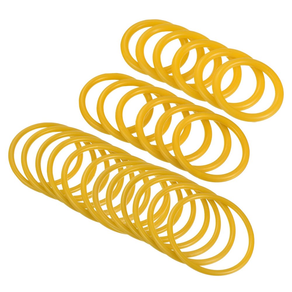 PATIKIL Carnival Ring-Toss Rings Set 4cm 6mm 8cm, 24 Pack Plastic Hoop for Outdoor Party Favor Booth, Yellow