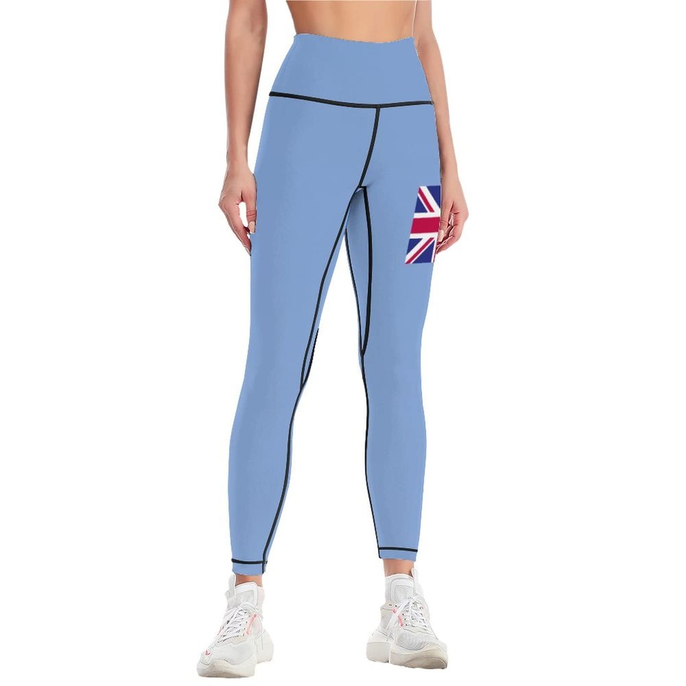 Adugen Origei Women's High Waist Tuvalu Flag Print Tummy Control Yoga Capris M