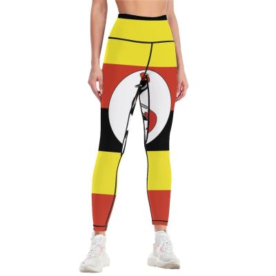 Adugen Origei Yoga Pants Uganda Flag Workout Running for Women 2XL