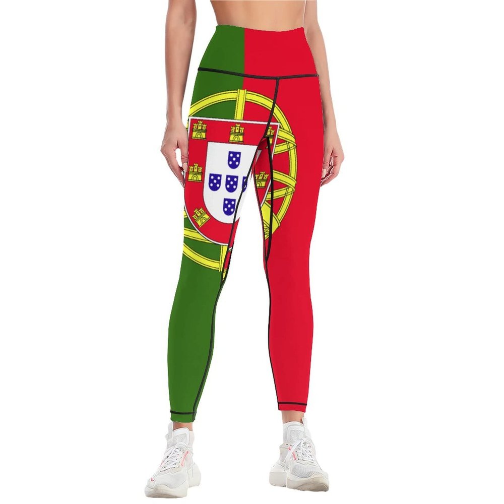Adugen Origei High Waist Portugal Flag Yoga Pants Tummy Control Womens Fall Fashion 2022 L