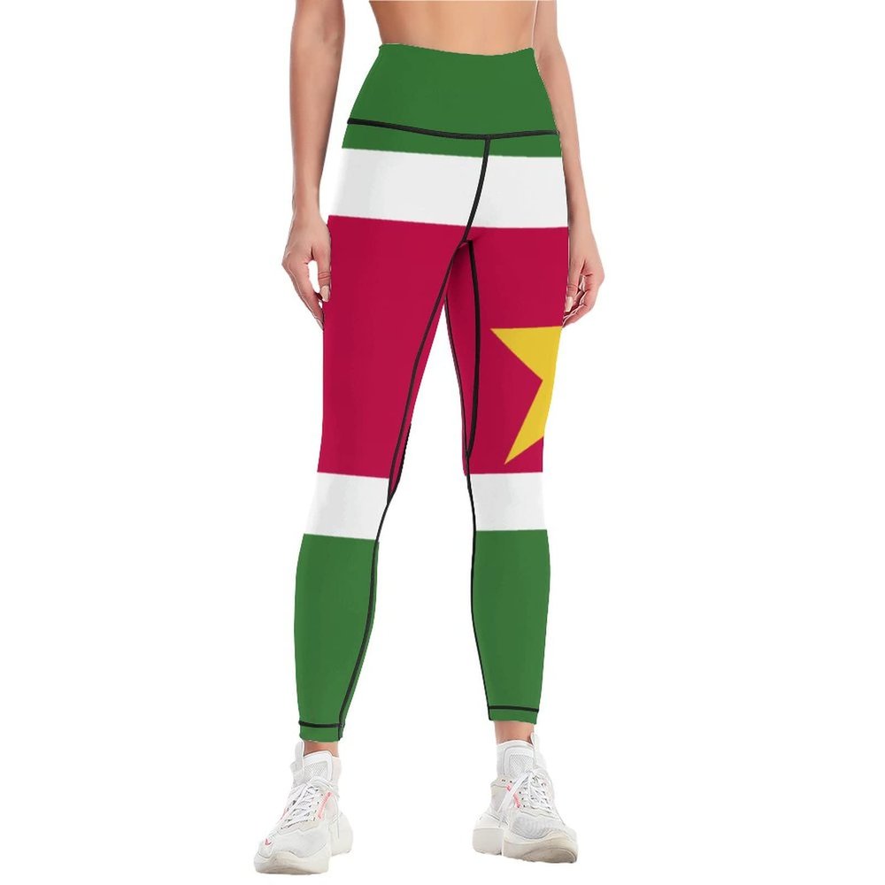 Adugen Origei Yoga Pants Suriname Flag Workout Running for Women M