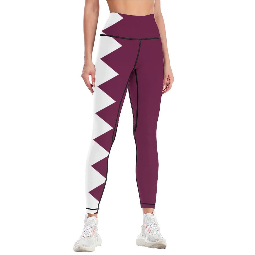 Adugen Origei High Waist Qatar Flag Yoga Pants Tummy Control Womens Fall Fashion 2022 S