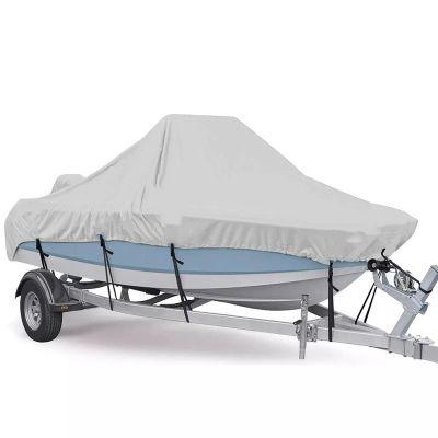 ELVONS 25-27ft Heavy-Duty Trailerable Boat Cover 210d Oxford Cloth Waterproof and Tear-Resistant Mooring Cover Suitable for Hard Top Boats Outdoor Protection,Gray,25~27ft(948cm*570cm)