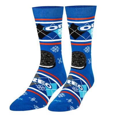 Cool Socks, Christmas Holiday Socks for Men, Fun Snack food Print, Oreo Cookies Large