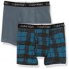 Calvin Klein Kids Boys' Modern Cotton Boxer Brief Underwear 2-Pack, Blue Plaid/Darkslate, Large view 1