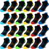 Tsmollyu Boy Socks 24 Pairs Half Cushioned Low Cut Sock Ankle Athletic Sports Sock With Cushioned Sole For Little Big Kids Age 3-14(10-14 Years) view 1