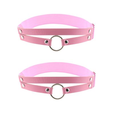 alisikee Adjustable O-ring Leg Garter, Elastic Thigh Garters Belt for Women, 1 Pair, Pink