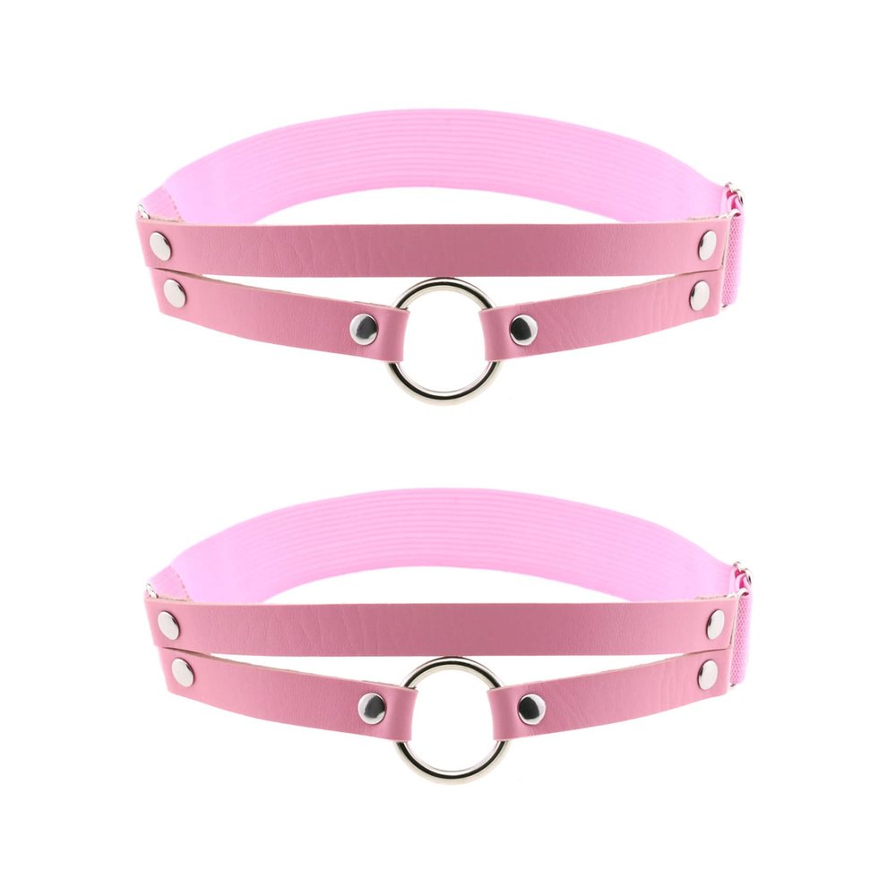 alisikee Adjustable O-ring Leg Garter, Elastic Thigh Garters Belt for Women, 1 Pair, Pink