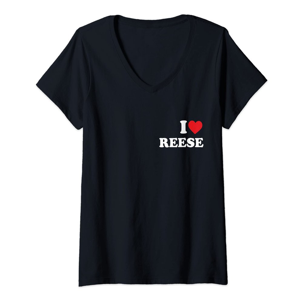 Womens I Love Reese Name Personalized Funny Red Heart Love V-Neck T-Shirt