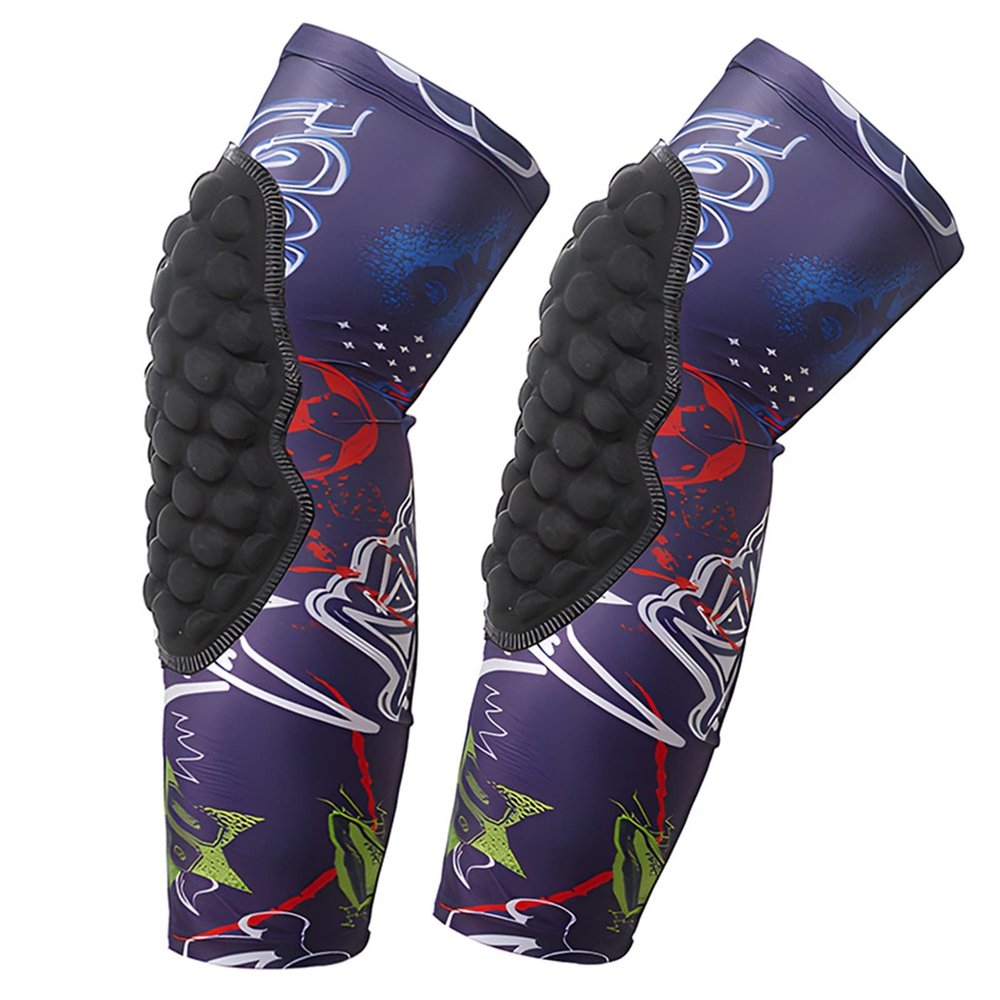 Topeter Long Padded Knee Sleeves Girls Wrestling Compression Leg Sleeves with Crash Cushion for Running Softball Cycling Bike Golf Purple YXL