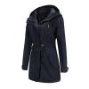 FMCHICO Womens Jacket Women Waterproof Long Hooded Trench Coats Drawstring Windbreaker Travel Jacket Navy view 3