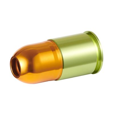 Lancer Tactical Green Gas Shell CNC Aluminum Airsoft 40mm Green Gas Shell40mm 3.5 inches, Gold/Green
