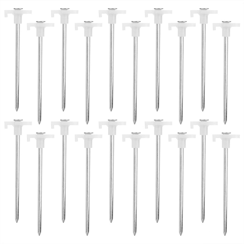 Tent Stakes, Galvanized Steel Pop Up Tent Stakes Pegs with Fluorescent Stopper for Pitching Camping Tents Canopy (White 20pcs)