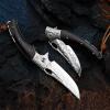SPIRIT DEED 3.5 inch Japanese VG10 Damascus Steel Outdoor Folding Knife with Black Wood Handle, Lined Lock, EDC & Camping Use view 3