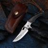 SPIRIT DEED 3.5 inch Japanese VG10 Damascus Steel Outdoor Folding Knife with Black Wood Handle, Lined Lock, EDC & Camping Use view 4