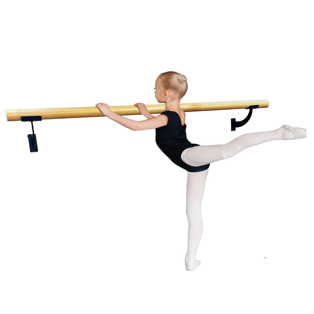 Ballet Barre One Solid Bar Premium 6 FT Long 2.0 Diameter For Kids and Adults Home or Studio, Includes Open Brackets Wall Mounted Set Black, Wood Ballet Bar Dance Bar, Stretch Bar, Dancing/Stretching