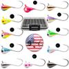 Tungsten UV Glow Ice Fishing Jigs- Beasty Buoys 24 Pack Free Tackle Box Case Included 6mm 2 gm #8 Hook Lure Bait Walleye Crappie Panfish Trout view 1