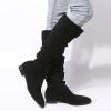 Boots for Women Knee High Low Heel Comfortable Dressy Pointed Toe Warm Pleated Slip on Block Chunky Heel Boots Winter Casual Outdoor Ladies Shoes view 3