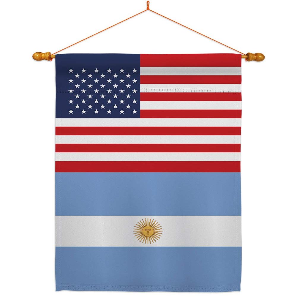 World Cup Argentina USA Friendship Banner Home Decor Wall Art Patio Porch Lawn Garden Flag Stand Pole Room Decorations Indoor Outdoor FIFA Gifts Team Qatar Trophy Soccer Game Football Made in USA