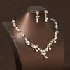 Koolouispoper Crystal Beads Pearl Butterfly Costume Jewelry Sets Floral Rhinestone Choker Necklace Earrings Tiara Wedding Jewelry Set (GOLD 2 SET) view 2
