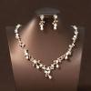 Koolouispoper Crystal Beads Pearl Butterfly Costume Jewelry Sets Floral Rhinestone Choker Necklace Earrings Tiara Wedding Jewelry Set (GOLD 2 SET) view 4