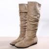 Boots for Women Knee High Low Heel Comfortable Dressy Pointed Toe Warm Pleated Slip on Block Chunky Heel Boots Winter Casual Outdoor Ladies Shoes view 2