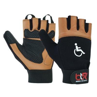 BTR BORN TO RACE Wheelchair Gloves for Men and Women  Full Thumb Mobility Gloves for Active Lifestyles and Intense Sports, Boosting Comfort and Performance (Brown-S)