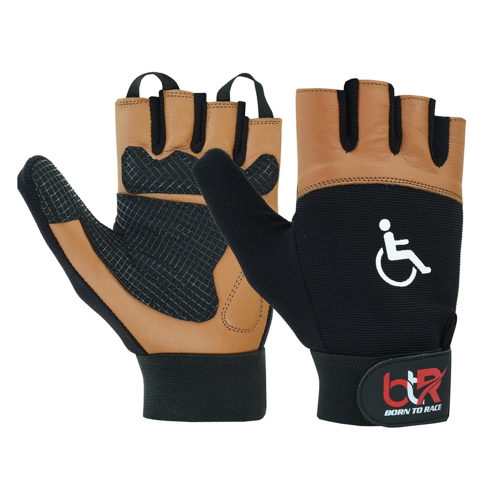 BTR BORN TO RACE Wheelchair Gloves for Men and Women  Full Thumb Mobility Gloves for Active Lifestyles and Intense Sports, Boosting Comfort and Performance (Brown-S)