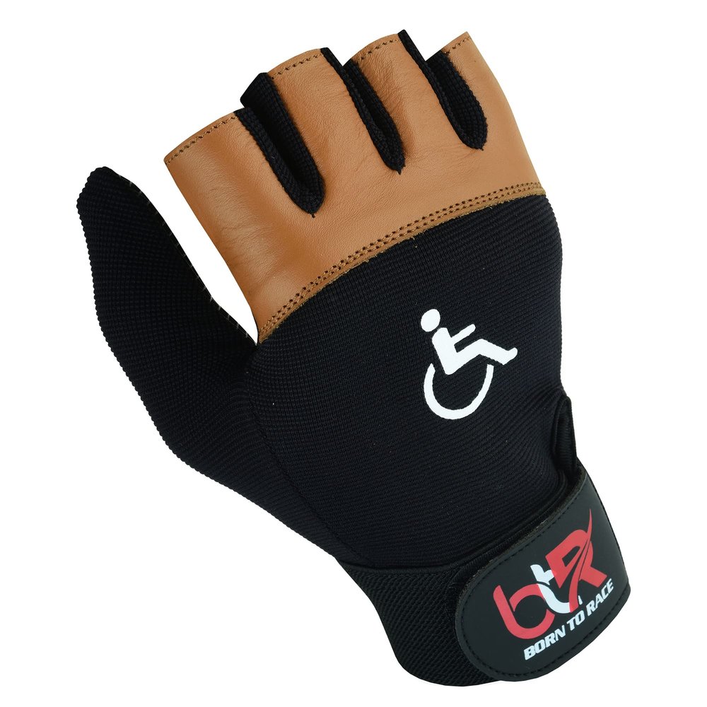BTR BORN TO RACE Wheelchair Gloves for Men and Women  Full Thumb Mobility Gloves for Active Lifestyles and Intense Sports, Boosting Comfort and Performance (Brown-XL)