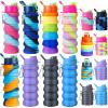 8 Pcs Collapsible Water Bottles Silicone Travel 16 oz Reusable Leakproof Foldable Water Bottles with Clip for Camping Hiking Cycling Travel Gym Yoga Outdoor Sports view 1