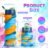 8 Pcs Collapsible Water Bottles Silicone Travel 16 oz Reusable Leakproof Foldable Water Bottles with Clip for Camping Hiking Cycling Travel Gym Yoga Outdoor Sports view 3
