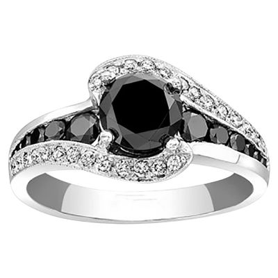 Vintage Engagement Ring Women 925 Sterling Silver Black Diamond Wedding Rings Round Cut CZ Cubic Zirconia Eternity Rings White Diamond Valentine Gift