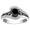 Vintage Engagement Ring Women 925 Sterling Silver Black Diamond Wedding Rings Round Cut CZ Cubic Zirconia Eternity Rings White Diamond Valentine Gift view 1