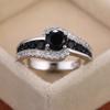 Vintage Engagement Ring Women 925 Sterling Silver Black Diamond Wedding Rings Round Cut CZ Cubic Zirconia Eternity Rings White Diamond Valentine Gift view 3