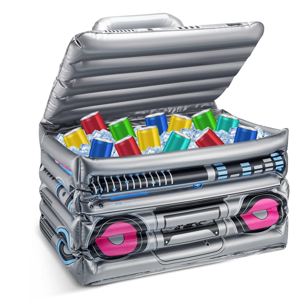 Cunhill 1 Piece Inflatable Boom Box Beverage Cooler Summer 80s 90s Theme Party Decorations Inflatable Cooler Radio Blow up Boom Box Birthday Drink Favors for Retro Nightclub Party Hip Hop Supplies
