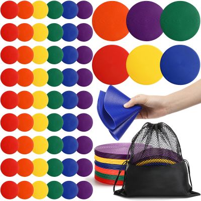 60 Pcs 9 Inch Poly Vinyl Spot Markers TPE Floor Spot Dots Non Slip Flat Field Cones Poly Dots Agility Markers for Gym Floor Exercise Dance Speed Agility Training