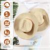 JaGely 12 Pcs Straw Cowboy Hat for Men Women Western Party Sun Protection Hat Wide Brim Cowgirl Costume Accessories for Summer Beaches Outdoor Adventures Fishing Riding Camping Garden Yard Work,Beige view 4