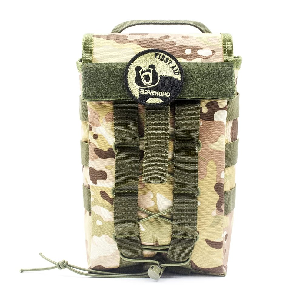 BearHoHo Outdoor Survival Kit IFAK Quick Pull Out Emergency Medical Bag Tactical First Aid Kit Molle System One Hand Operation for Camping Training Hiking Trauma Supplies (Full Set Kit, Camouflage)