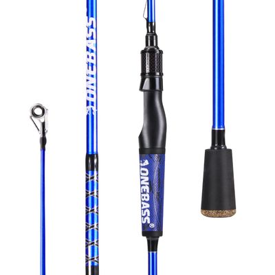 One Bass Fishing Rods,IM7 Graphite Spinning Rod & Casting Rod, 2 Pc Strong Quality Baitcasting Rod with Super Polymer Handle- 7' Spinning -Blue