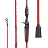One Bass Fishing Rods,IM7 Graphite Spinning Rod & Casting Rod, 2 Pc Strong Quality Baitcasting Rod with Super Polymer Handle- 6'6" Casting -Red view 1