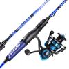 One Bass Fishing Rod and Reel Combo, IM7 Graphite 2 Pc Blank Baitcasting Combo, Spinning Rod with SuperPolymer Handle- 6'6" Spinning Combo with 2000 Reel - Blue view 1