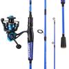 One Bass Fishing Rod and Reel Combo, IM7 Graphite 2 Pc Blank Baitcasting Combo, Spinning Rod with SuperPolymer Handle- 6'6" Spinning Combo with 2000 Reel - Blue view 2