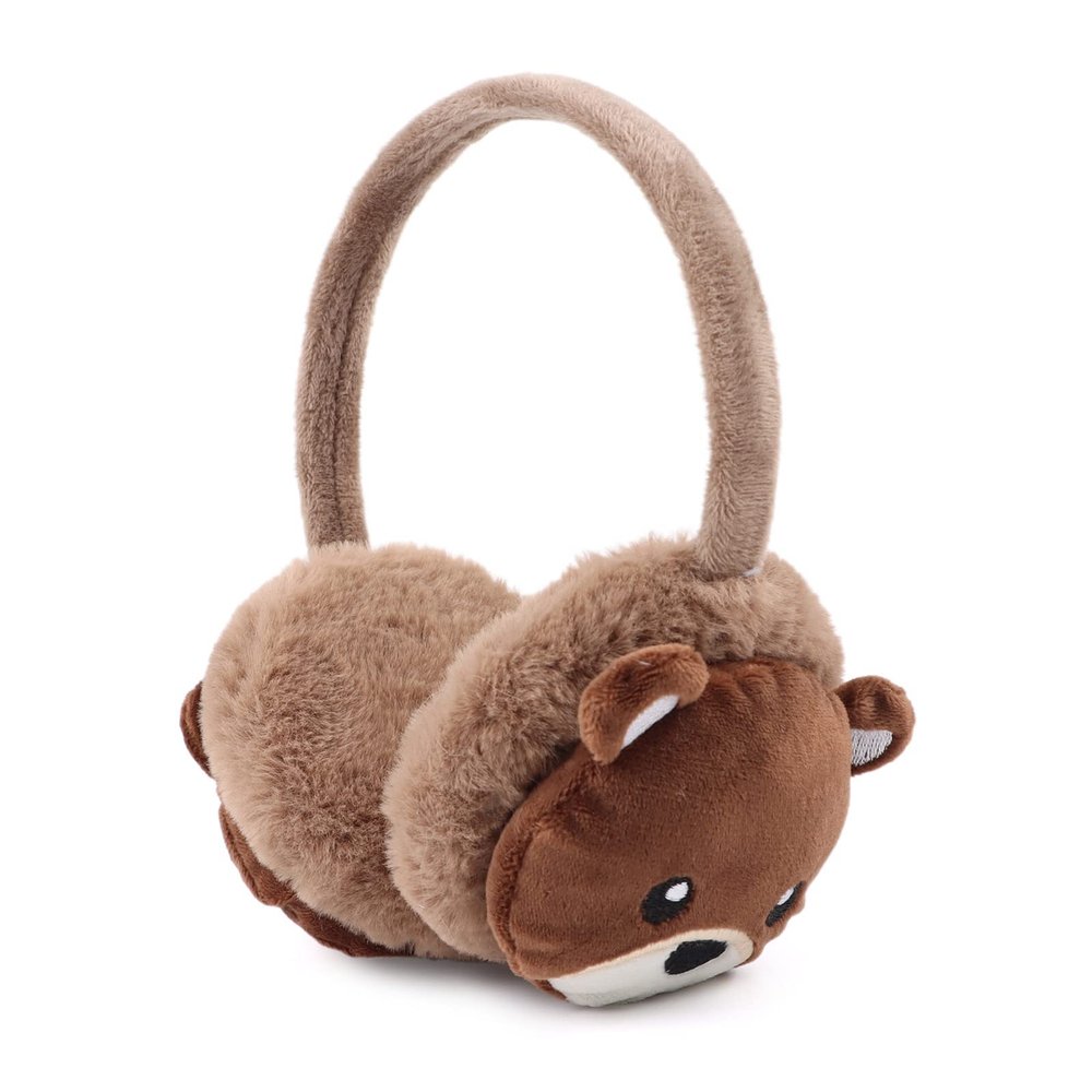 PESAAT Fluffy Ear Muff for Women Plush Earmuffs Kids Winter Earmuffs Girls Boys Cold Weather Ear Warmer (Coffee Bear)