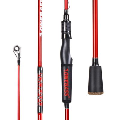 One Bass Fishing Rods,IM7 Graphite Spinning Rod & Casting Rod, 2 Pc Strong Quality Baitcasting Rod with Super Polymer Handle- 7' Spinning -Red