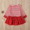 Baby Girls Christmas Dress Long Sleeve Deer Striped Princess Tulle Dress Clothes 1-5 Years (Red, 18-24 Months) view 2