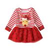 Baby Girls Christmas Dress Long Sleeve Deer Striped Princess Tulle Dress Clothes 1-5 Years (Red, 18-24 Months) view 4