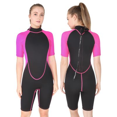 REALON Women's Mens Neoprene Shorty Wetsuit 2mm 3mm Back Zipper Cold Water Thermal Swimsuit for Swimming Surfing Diving Snorkeling