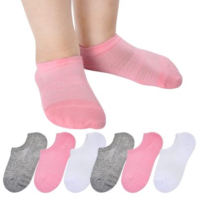 JORMATT 6 Pairs Toddler Little Girls Boys No Show Socks Thin Cotton Soft Anti Slip Low Cut Socks Breathable With Grips, Pink XXS