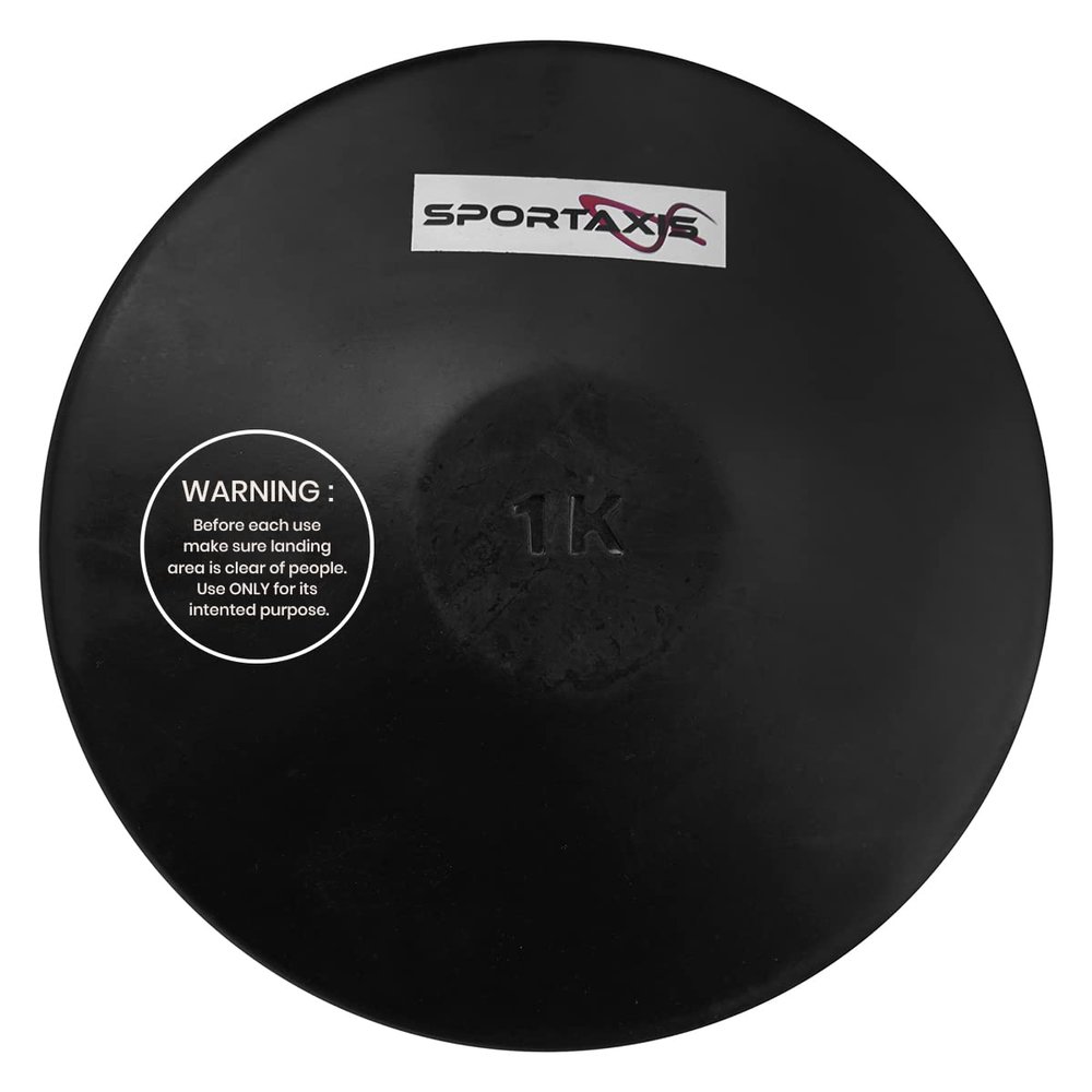 SPORTAXIS Rubber Discus Throw - Solid Rubber Construction - Ideal for Track and Field Training Black 1KG - Enhance Your Discus Throwing Skills Ideal for High School & College Throwers